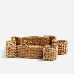 Plateau en forme de tortue animale tissé à la main plateau en jacinthe d'eau tissé à la main avec plateau de service de décoration de table naturelle - Product Image 1