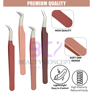 Pinzas de extensión de pestañas de acero inoxidable de color suave OEM al mejor precio con punta puntiaguda suministrada por el mejor proveedor con logotipo propio - Product Image 3