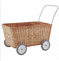 Poussettes en rotin en osier naturel pour tout-petits jouets antiques pour bébés poussettes pour enfants jouets durables pour tout-petits
