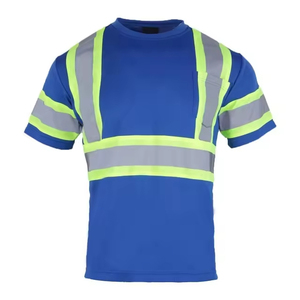 Camiseta de Seguridad Reflectante de Alta Visibilidad para Hombre, Personalizable, Azul, Poliéster, Secado Rápido, Manga Corta, Ropa de Trabajo, con Logotipo - Product Image 1