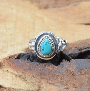Tendencia 925 plata esterlina turquesa piedra preciosa anillo joyería hecha a mano plata estilo bohemio anillo joyería para mujeres regalo para niñas - Product Image 4