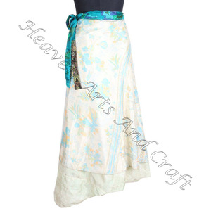 กระโปรงยาวผ้าไหมส่าหรีสำหรับผู้หญิงกระโปรงคลุมยาวหลากสีจากอินเดีย - Product Image 5