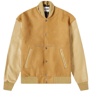 Veste universitaire personnalisée avec logo, veste de baseball en laine et manches en cuir pour hommes, vente en gros - Product Image 6