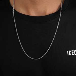 สร้อยคอเงิน 2 มม. ลายกล่อง ลายดาว ลายกากบาท ลายลูกบอล ลายฟิกาโร่ ชุบทอง ประดับเพชรและมุก สำหรับเป็นของขวัญ ทำจากทองเหลืองผสม - Product Image 5