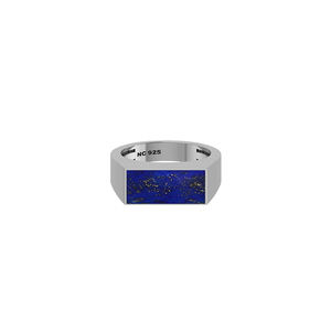 Bague en argent sterling 925 pour homme, classique, sertie de lapis-lazuli, baguette, faite à la main, cadeau unique pour lui, anniversaire, fête - Product Image 1