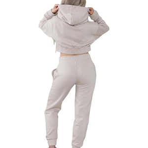 Crop Top Zip up Hoodies and Stacked Pants Set Custom Vintage <b>Jogger</b> Set Streetwear Two Piece Set Women Clothing Tracksuits - Product Image 2