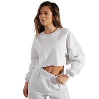Sweat-shirt court en polaire respirant anti-boulochage pour femme, couleur unie, longueur courte, décontracté, personnalisable à l'avant