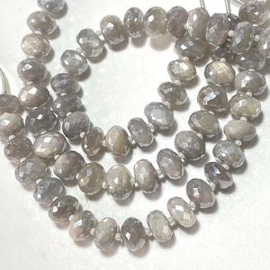 Perles en forme de rondelle à facettes enduites de pierre de lune, perles de couleur grise mystique de pierre de lune, boutique de perles en gros - Product Image 6