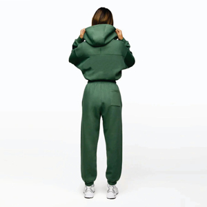 Chándal clásico holgado de gran tamaño con estampado gráfico, Sudadera con capucha atlética y pantalones de chándal para correr, trajes para mujer - Product Image 2