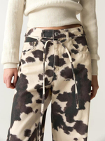 HOUZHOU Jeans vintage à imprimé vache pour femmes, Y2k, baggy, hip hop, denim délavé, pantalon grunge rétro, streetwear, jeans à jambes larges, esthétique