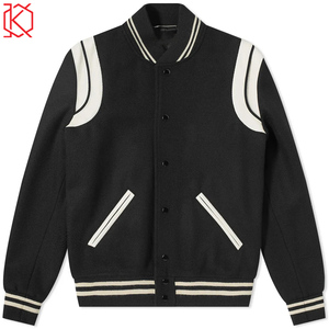 Automne et hiver serviette brodée Lettermen veste douane hommes blancs varsity vestes avec manche en cuir - Product Image 5
