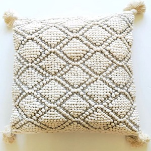 Housse de coussin carrée en coton tissé macramé Boho pour la maison, pour canapé et canapé - Product Image 2