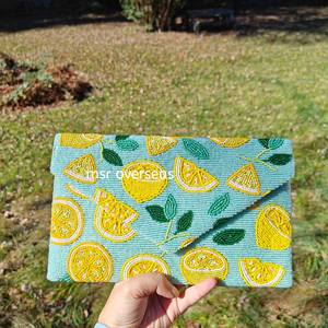 High Quality Vintage India Party Clutch <b>Bag</b> Beaded Handpurses <b>Women</b> Stylish <b>Messenger</b> Polyester Lining Button Letter Decoration - Product Image 4