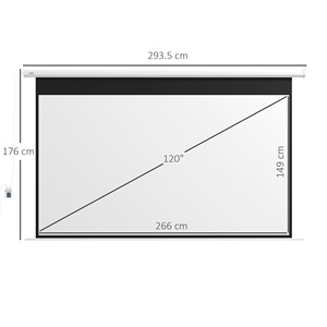 HOMCOM 120&quot; 16:9 Motorized <strong>Projector</strong> <strong>Screen</strong> with Remote Control, Wall and <strong>Ceiling</strong> Mount, White - Product Image 3