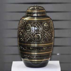 Gold Aluminum Urn for Ashes Handcrafted Funeral Memorial Jar Indian Exporter for Pets and <b>Babies</b> - Product Image 3