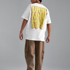 Venta al por mayor a granel 220gsm Oversize calidad personalizada camiseta 3D para bordado pesado camiseta Regular Fit 100% algodón - Product Image 4