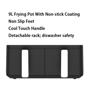 Freidora de Aire Digital Clásica de 9L con Doble Cesta, Sin Aceite, de Acero Inoxidable, Diseño Cuadrado Moderno, Eléctrica y Manual para el Hogar - Product Image 4