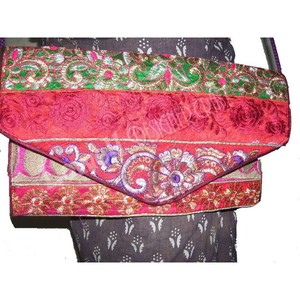 Elegant Bohemian Red Cotton Clutch Handcrafted Embroidered Women's <b>Messenger</b> <b>Bag</b> with <b>Large</b> Capacity Zipper for Weddings Parties - Product Image 5