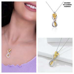 Pendentif moderne en argent massif 925 avec chaîne de 18 "Cadeau de Noël Suspendu Couple Pierre précieuse pour demoiselles d'honneur le jour du mariage - Product Image 6