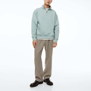 Pull décontracté à manches longues pour homme, demi-zip, hiver, chaud, écologique, respirant, polyester/coton, couleur unie, teinture unie, haute qualité - Product Image 3