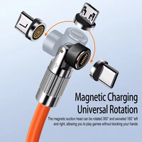 Kabel Pengisian Daya Magnetik Cepat 120W Putar 360 Derajat 3 in 1, Kabel Transfer Data Silikon Cair Paduan Seng untuk iPhone Android