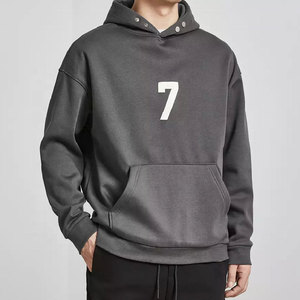 Bouton goutte épaule poids lourd à capuche recadrée coton Boxy hommes sweat à capuche imprimé pull haute qualité fabricant de sweat à capuche - Product Image 1