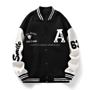Chaqueta Universitaria Personalizable para Hombre y Mujer, con Parches Bordados, Tela de Lana, Mangas Estilo Cuero - Product Image 1