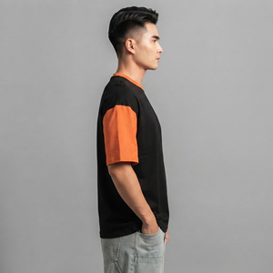 Streetwear 100% Cotton Blank <b>Men's</b> T-<b>shirt</b> Heavyweight Oversized Custom Logo Color block 280GSM Loose <b>Thick</b> <b>Shirt</b> for <b>man</b> - Product Image 5