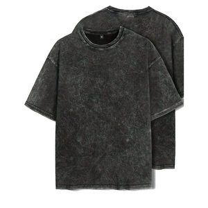 Camiseta de Manga Corta para Hombre, Lavada al Ácido, Talla Grande, Transpirable, Ecológica, de Algodón, Estilo Vintage, Personalización OEM, 100% - Product Image 1