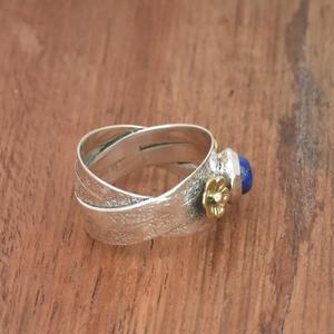 Bague Lapis Lazuli Bague texturée bohème en argent sterling 925 Cadeau pour femme - Product Image 4