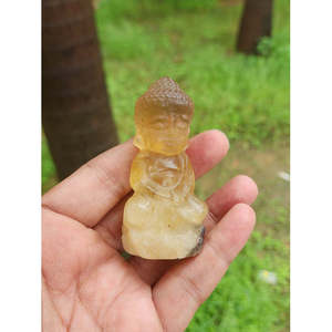 Sculpture du Bouddha en pierre de citrine fumée : un mélange divin de paix, de protection et d'abondance pour votre maison et votre bureau. Poids - Product Image 3