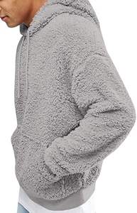 Pakistan Made <b>Men's</b> <b>Sherpa</b> Furry Winter Warm <b>Hoodies</b> Full Sleeves Heavyweight Hooded Casual Sharpa Street Wear Cotton Blended - Product Image 5