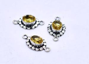 Argent antique plaqué or 18 carats 13mm NC91 Double boucle connecteur Citrine pierre précieuse 24X24mm fabrication de bijoux breloque résultats Lot pour - Product Image 3