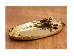 ชุดถาดเสิร์ฟสแตนเลส 2 ใบ รูปทรงต่างๆ ดีไซน์ทันสมัย ถาดใส่อาหาร/ช็อคโกแลต พร้อมหูจับลายทอง - Product Image 5