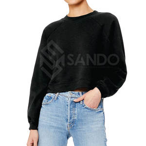 เสื้อสเวตเตอร์ตัวสั้นโอเวอร์ไซส์สำหรับผู้หญิงเสื้อผ้าลำลองคอตตอน100% มีโลโก้ด้านหน้าสำหรับฤดูหนาว - Product Image 1