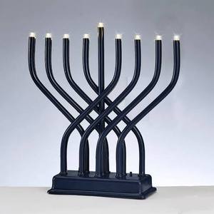 Menorah en acier noir avec revêtement en poudre, support de bougie décoratif pour la maison, pour Pâques, la Saint-Valentin, Noël, fête, hôtel - Product Image 1