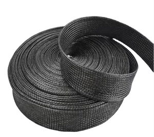 Manchon tressé en fibre de carbone extensible 3K, application à haute température et haute température avec gaine électrique. - Product Image 1