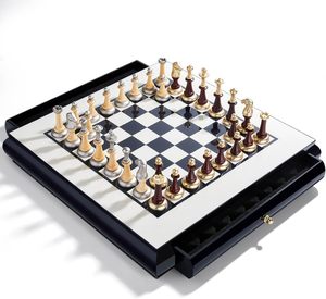 Juego de Ajedrez de Metal de lujo moderno, acabado antiguo brillante, combo de colores pulidos, decoraciones de mesa, juego mental, diseño de lujo brillante - Product Image 3