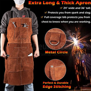 Tabliers de soudage en cuir ignifuges et imperméables confortables de qualité supérieure vêtements de sécurité résistants à la chaleur en vente - Product Image 3