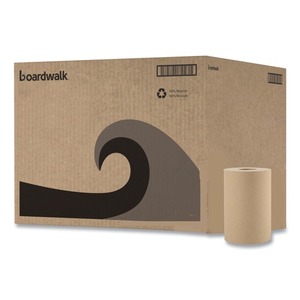 Boardwalk B6252 Disposable 8 In. X 350 Ft. 1-Ply Hardwound <b>Kitchen</b> Use Roll <b>Paper</b> Towels Natural (12/Carton) - Product Image 1