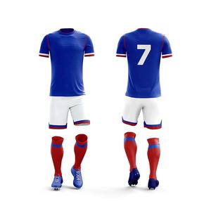 Vente en gros de vêtements de football à logo personnalisé maillots de football club à manches courtes avec nom d'équipe personnalisé uniforme de football français - Product Image 1