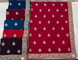 Saree en georgette de designer avec broderie fine Idéal pour les mariages, les réceptions et les célébrations traditionnelles - Product Image 1