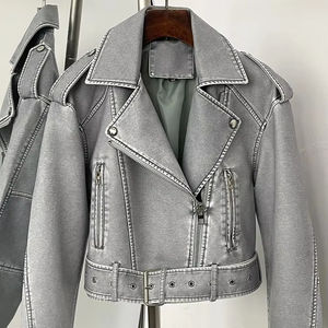 Vestes en cuir véritable de courte longueur OEM en gros, veste en cuir véritable coupe-vent, veste élégante de style hip-hop, vestes pour femmes - Product Image 1