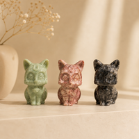 Figurine de chat Luna en cristal, statue de chat sculptée en pierre précieuse naturelle, cadeau mignon pour les amoureux des chats et les collectionneurs