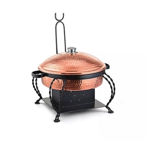 Chauffe-plat en métal pour Buffet, chauffe-plat décoratif en métal argenté pour mariage et fête avec Design martelé - Product Image 3