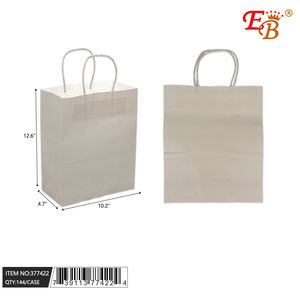 Sac cadeau en papier kraft blanc EB 10x12,6x5 pouces avec poignées torsadées, impression offset personnalisée du logo, emballage pour les achats professionnels - Product Image 1