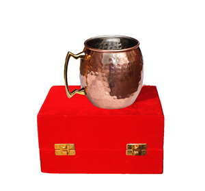 แก้วมอสโกมิวล์ขนาด16ออนซ์พร้อมของขวัญทองแดงบริสุทธิ์เรียงรายทำจากนิกเกิลบรรจุในกล่องกำมะหยี่สีแดงสำหรับคนที่คุณรัก - Product Image 1