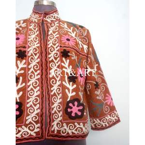 Veste matelassée en coton indien brodée pour femmes, automne/hiver, écologique, respirante, manches longues, longueur régulière, Cotrise - Product Image 2