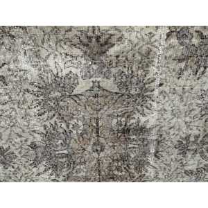 5.1x8.1 ft Large Vintage Turkish Rug, <b>Brown</b> Floral <b>Wool</b> Rug - Product Image 5