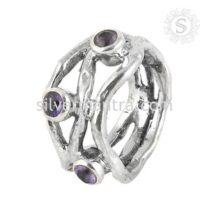 Bague en améthyste noire naturelle pour femmes, anneau de fiançailles Vintage, fin, fait à la main, argent massif 925, vente en gros - Product Image 5